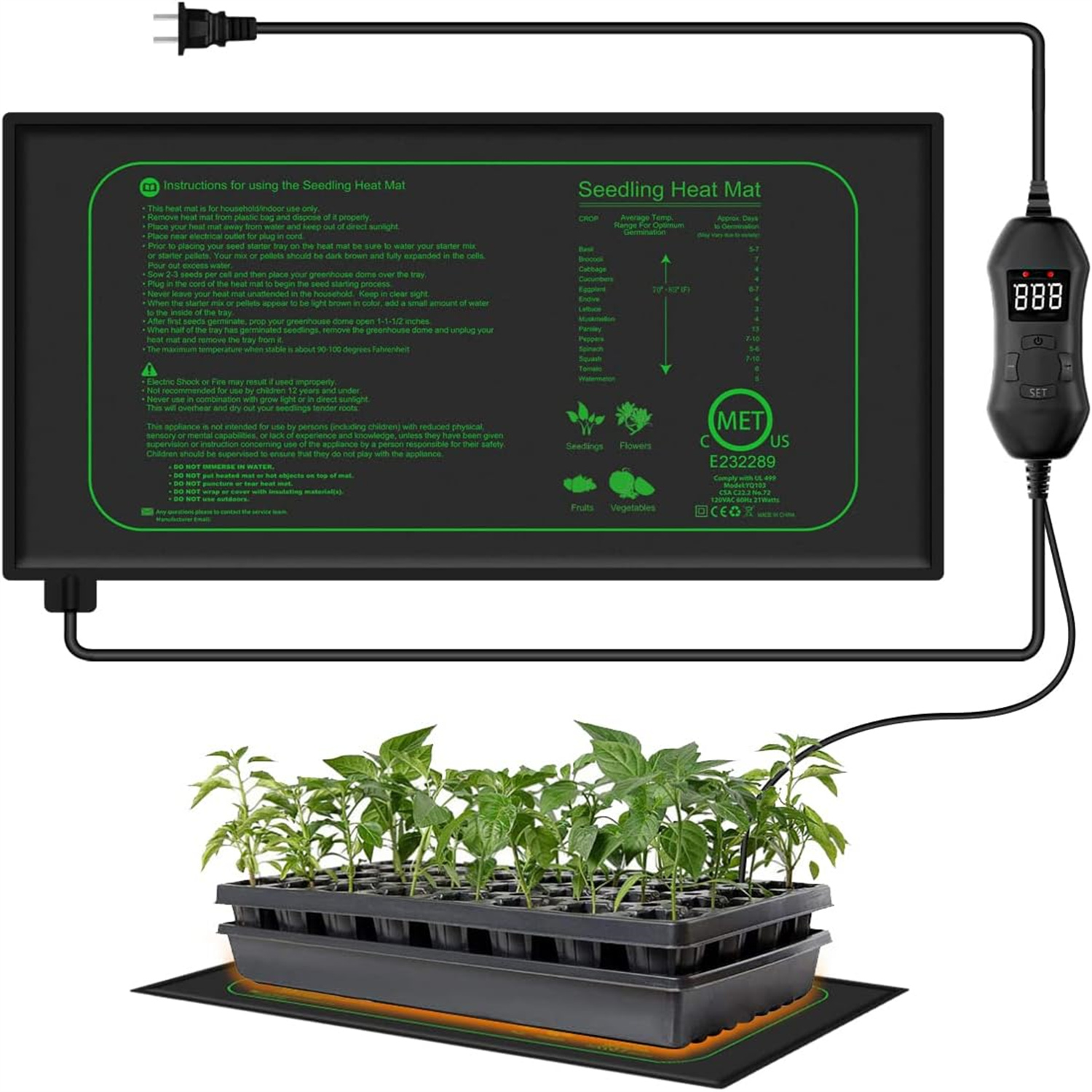 Plant Growth Regulator - Tapis chauffant pour semis avec thermostat